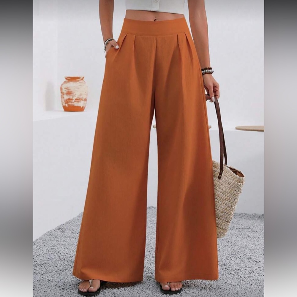 Women's Orange Wide-Leg Pants
